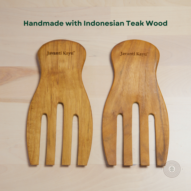 The Toss Set — Teak Salad Servers | Handcrafted Mixing & Serving Hands | Set of 2