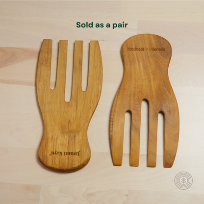 The Toss Set — Teak Salad Servers | Handcrafted Mixing & Serving Hands | Set of 2