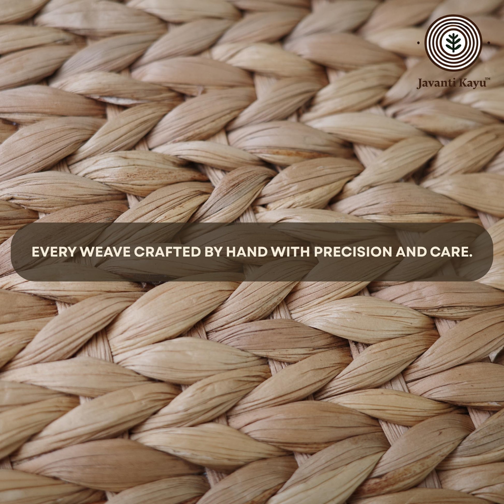 Close-up of the handwoven water hyacinth weave used for the slim tray