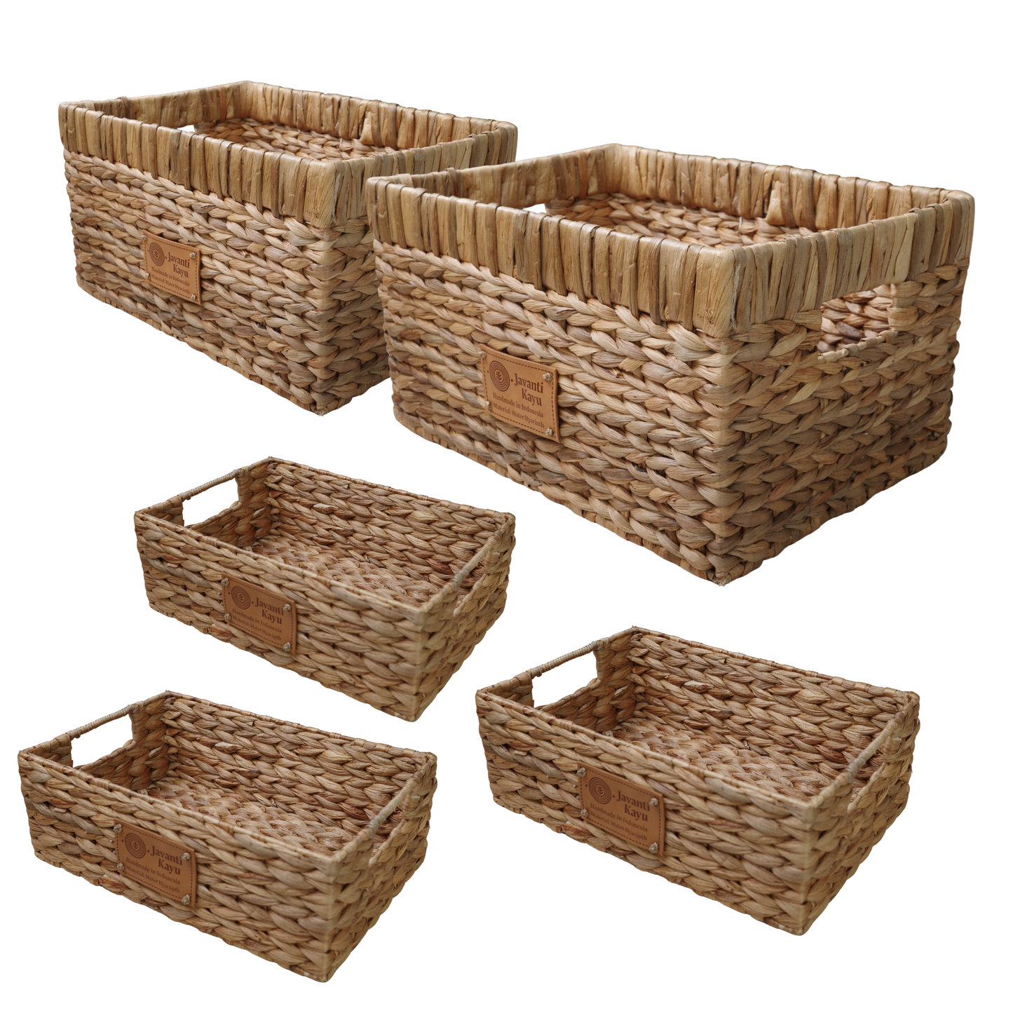 Handwoven Water Hyacinth Wicker Storage Baskets